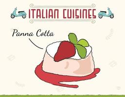 panna cotta dessert isolé sur fond blanc. icône vectorielle illustration d'un plat italien savoureux et beau avec des fraises comme un gâteau au fromage. vecteur