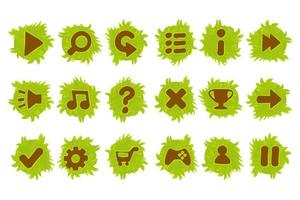 ensemble de boutons d'herbe vectorielle pour le menu du jeu. icônes vertes isolées pour l'interface vecteur
