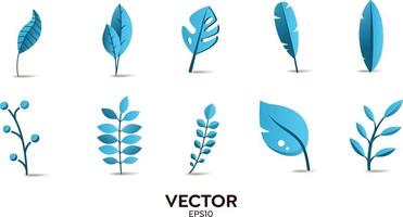éléments de concepteur de vecteur ensemble collection de fougères de la jungle bleue, feuilles de plantes naturelles d'art d'eucalyptus tropical dans le style vectoriel. beauté décorative illustration élégante pour le design