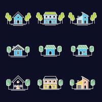 collection de jeux d'icônes de maison, utilisée pour la propriété et l'environnement. vecteur