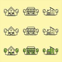 collection de jeux d'icônes de maison, utilisée pour la propriété et l'environnement. vecteur