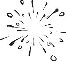 doodle starburst, élément de design dessiné à la main. illustration de croquis de rafale de soleil. arrière-plan isolé vecteur