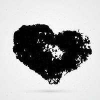 coeur peint à la main sur fond blanc. forme grunge de coeur. coup de pinceau texturé noir. signe de la Saint-Valentin. symbole de l'amour. élément vectoriel de conception facile à modifier.