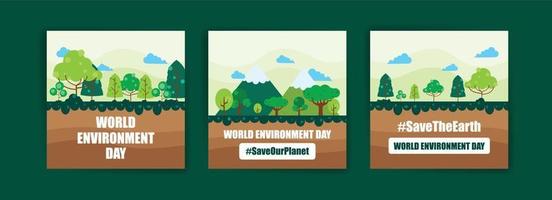 journée mondiale de l'environnement. éducation et campagnes sur l'importance de protéger la nature. publication sur les réseaux sociaux pour la journée mondiale de l'environnement. vecteur