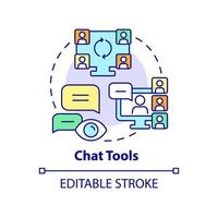 icône de concept d'outils de chat. type de logiciel d'entreprise idée abstraite illustration de ligne mince. transmettre des SMS. dessin de contour isolé. trait modifiable. roboto-medium, une myriade de polices pro-gras utilisées vecteur