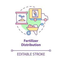 icône de concept de distribution d'engrais. fournitures pour le développement de l'agro-industrie. marché des produits agricoles idée abstraite illustration ligne mince. dessin de couleur de contour isolé de vecteur. trait modifiable vecteur