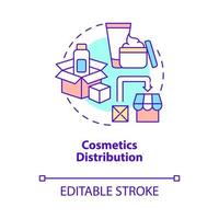 icône de concept de distribution de cosmétiques. livraison de produits de beauté et de santé. entreprise de vente en gros idée abstraite illustration fine ligne. dessin de couleur de contour isolé de vecteur. trait modifiable vecteur