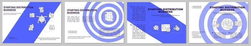 modèle de brochure de démarrage d'entreprise de distribution. entreprise de vente en gros. dépliant, livret, impression de dépliant, conception de la couverture avec des icônes linéaires. mises en page vectorielles pour la présentation, les rapports annuels, les pages publicitaires vecteur