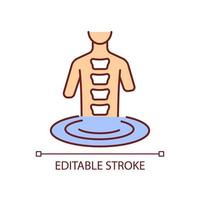 icône de couleur rvb de traitement de natation. méthode de prévention et de correction de la scoliose. exercice thérapeutique. l'hydrothérapie. illustration vectorielle isolée. dessin au trait rempli simple. trait modifiable vecteur