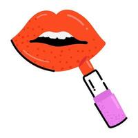 accessoire de maquillage pour dames, icône plate de rouge à lèvres vecteur