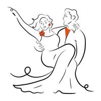 danse de ballet romantique, illustration tendance dessinée à la main vecteur