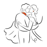 une belle illustration dessinée à la main d'un couple marié vecteur