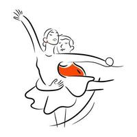 danse de ballet romantique, illustration tendance dessinée à la main vecteur