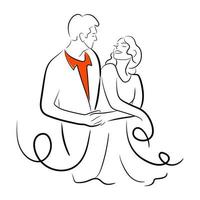 jetez un oeil à cette belle illustration dessinée à la main de la danse du mariage vecteur