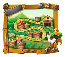 Modèle de jeu avec fond d&#39;agriculteur et de cultures vecteur