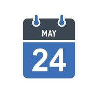 icône de la date du calendrier du 24 mai vecteur