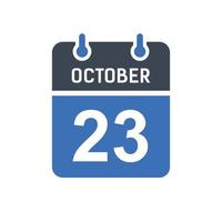 icône de la date du calendrier du 23 octobre, icône de la date de l'événement, date du calendrier, conception de l'icône vecteur