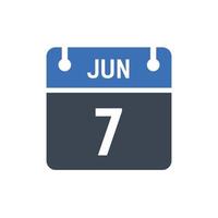 Calendrier de la date du mois du 7 juin vecteur