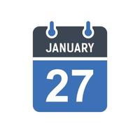 icône de la date du calendrier du 27 janvier vecteur