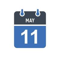 icône de la date du calendrier du 11 mai vecteur