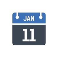 icône de la date du calendrier du 11 janvier vecteur