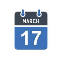 icône de la date du calendrier du 17 mars vecteur