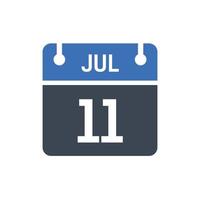 icône de la date du calendrier du 11 juillet vecteur