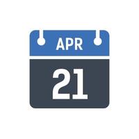 icône de la date du calendrier du 21 avril vecteur