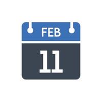 icône de la date du calendrier du 11 février vecteur