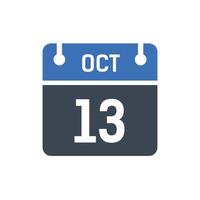 calendrier de la date du mois du 13 octobre vecteur