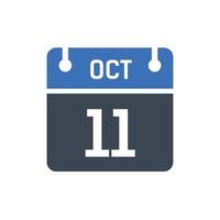 calendrier de la date du mois du 11 octobre vecteur