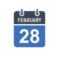 icône de la date du calendrier du 28 février vecteur