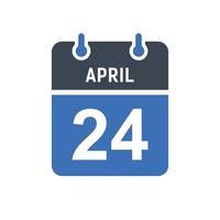icône de la date du calendrier du 24 avril vecteur