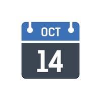 calendrier de la date du mois du 14 octobre vecteur