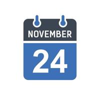 icône de la date du calendrier du 24 novembre vecteur