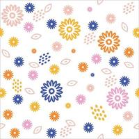 motif floral design coloré fond blanc. graphique botanique mignon vectorielle continue. belles fleurs épanouies. impression d'ornement. conception pour tapis, vêtements, emballage, tissu, mode. illustration vecteur