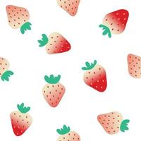 conception de modèle de dessins animés de fraise. fond de baies sucrées. le motif vibrant mignon et harmonieux dans une mode fille ou bébé, des fraises colorées fraîches et juteuses en été. conception de vecteur pour la mode.