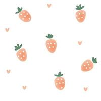 conception de modèle de dessins animés de fraise. fond de baies sucrées. le motif vibrant mignon et harmonieux dans une mode fille ou bébé, des fraises colorées fraîches et juteuses en été. conception de vecteur pour la mode.