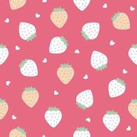conception de modèle de dessins animés de fraise. fond rose. le motif mignon sans couture dans une mode fille ou bébé, des fraises fraîches et juteuses colorées en été. conception de vecteur pour la mode.