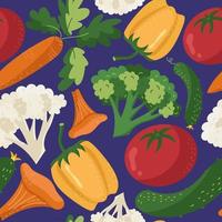 modèle sans couture de légumes. vecteur sain, régime alimentaire, ensemble d'aliments biologiques pour votre conception. illustration pour le textile dans un style plat.