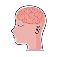 profil avec cerveau vecteur