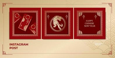 conception de vecteur de poste instagram de taille carrée, symbole du nouvel an chinois avec cadre ornemental.