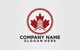 érable canada maison immobilier logo icône modèle vecteur