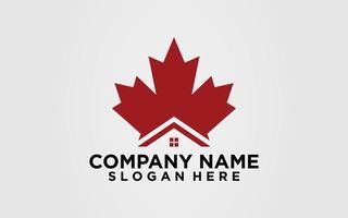 érable canada maison immobilier logo icône modèle vecteur