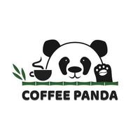 logo de café avec un joli personnage de panda vecteur
