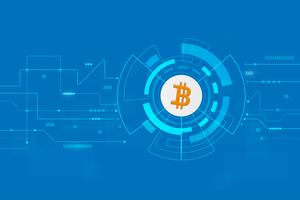 Technologie de blockchain de crypto monnaie abstraite bitcoin Illustration de fond vecteur