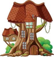 maison d'arbre fantastique à l'intérieur du tronc d'arbre vecteur