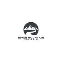 modèle de logo de montagne de rivière sur fond blanc vecteur