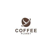 logo planète café reliant les grains de café et la planète vecteur