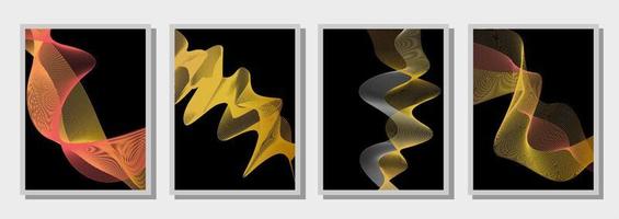 ensemble de vecteurs de lignes d'onde d'art de mur d'or. conception abstraite d'art de lignes de vague pour des impressions, des couvertures, du papier peint et des affiches. vecteur